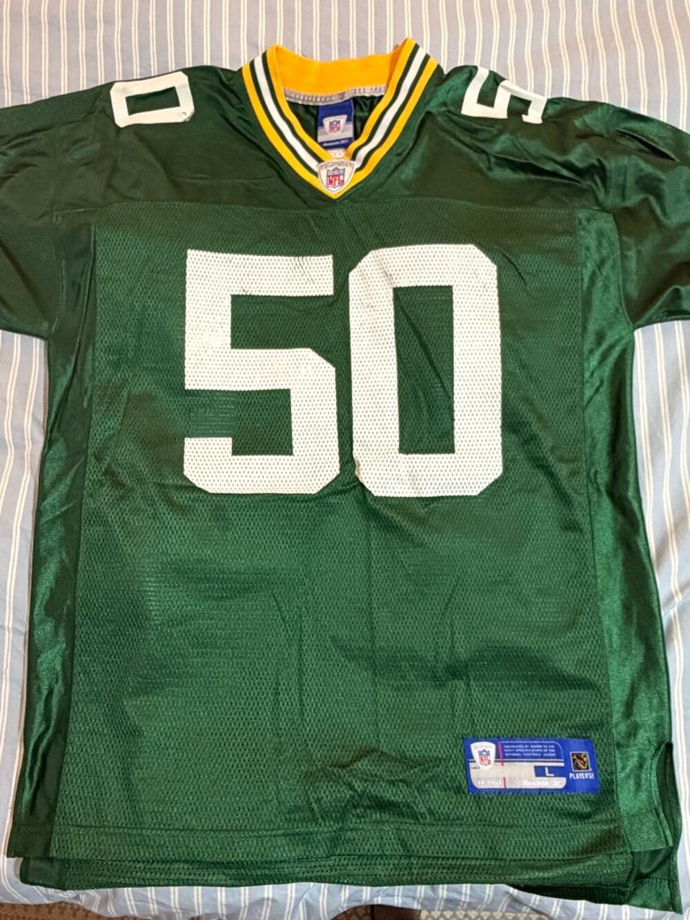 Green Bay Packers #50 A.J. Hawk Jersey (Size Men's Large)
